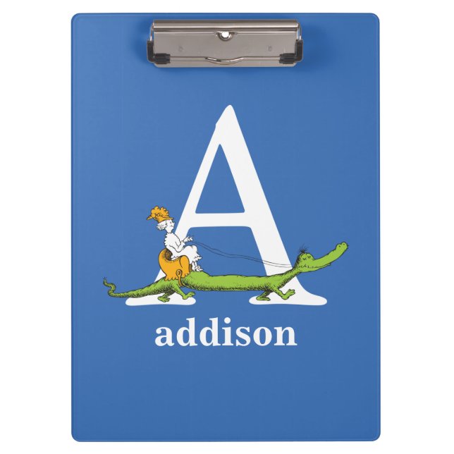 Pranchetas ABC do Dr. Seuss: Letra A - Branco | Adicione seu  (Frente)