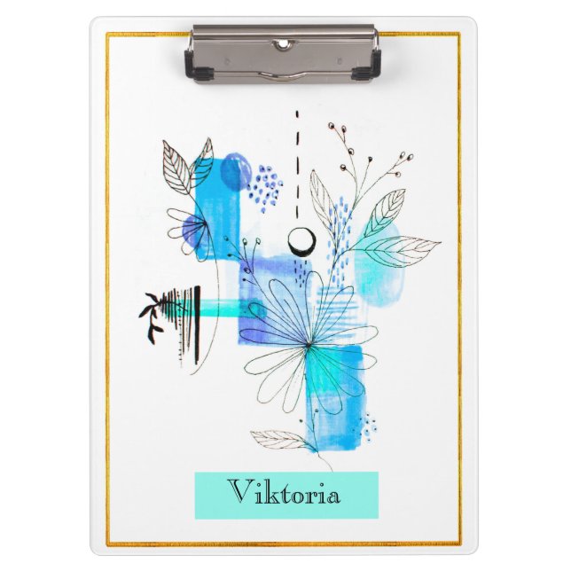 Pranchetas Abstração Moderna Preta e Azul (Frente)