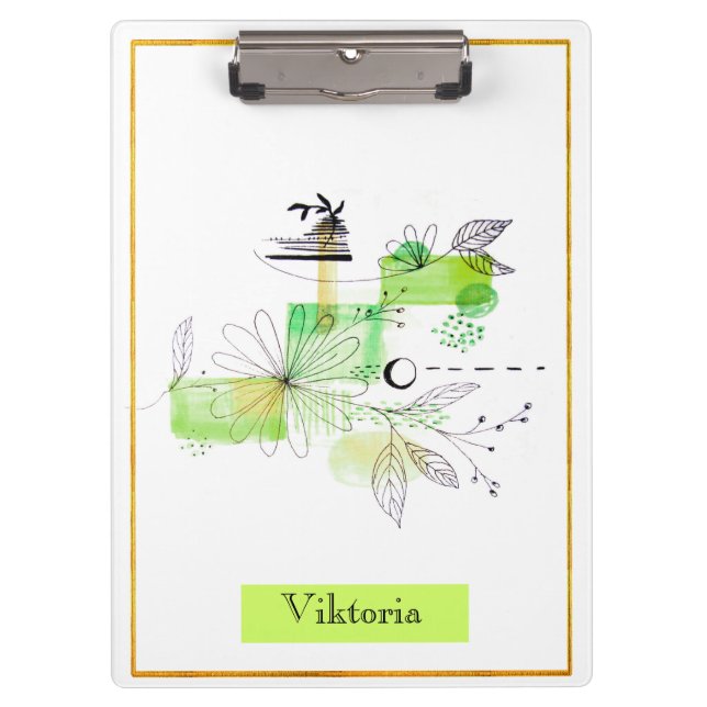 Pranchetas Abstração Moderna Preta e Verde (Frente)