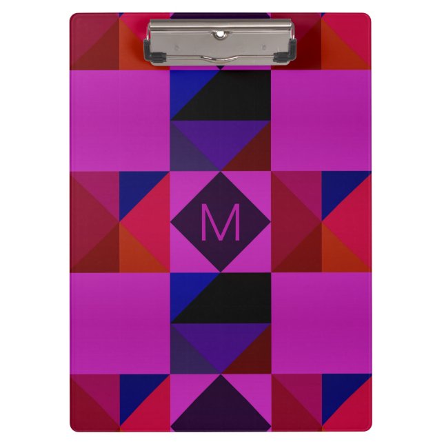 Pranchetas Abstract Magenta Geometric Pattern Monogram (Frente)