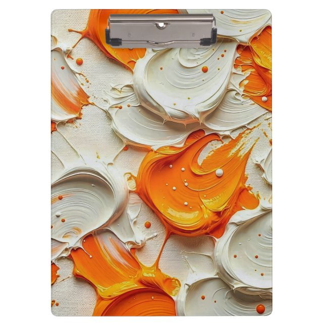 Pranchetas Abstract Swirling Teal and Orange Glossy Fluid Spl (Frente)