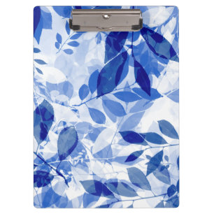 Pranchetas Abstrato Azul e Folhas Brancas