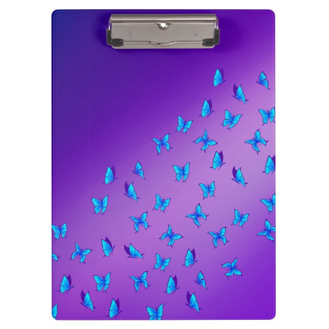 Pranchetas Abstrato Blue Moonbeams and Butterflies Clipboard (Frente)