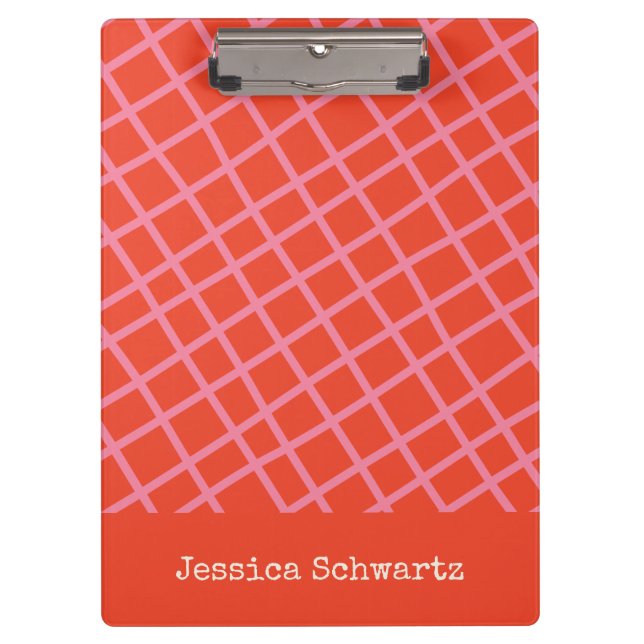 Pranchetas Abstrato Colorida Verificada em Grade Vermelha Ros (Frente)