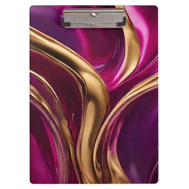 Pranchetas Abstrato — Fuchsia Purple e Dourado (Frente)