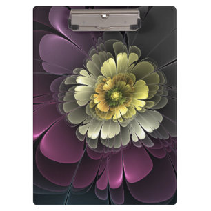Pranchetas Abstrato Modern Purpur Khaki Cinza Flor Fractal