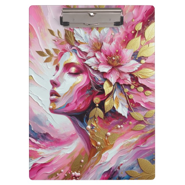 Pranchetas Abstrato, pinks do rosto de uma mulher elegante fo (Frente)