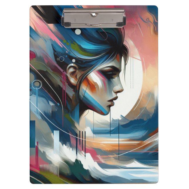 Pranchetas Abstrato, poster de decor na parede da face da mul (Frente)