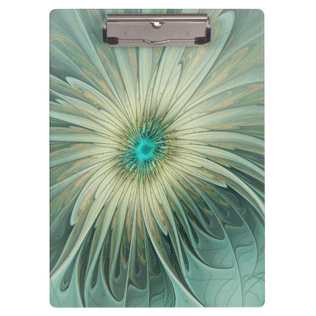 Pranchetas Abstrato Sage Green Fantasy Flor Arte Fractal (Frente)