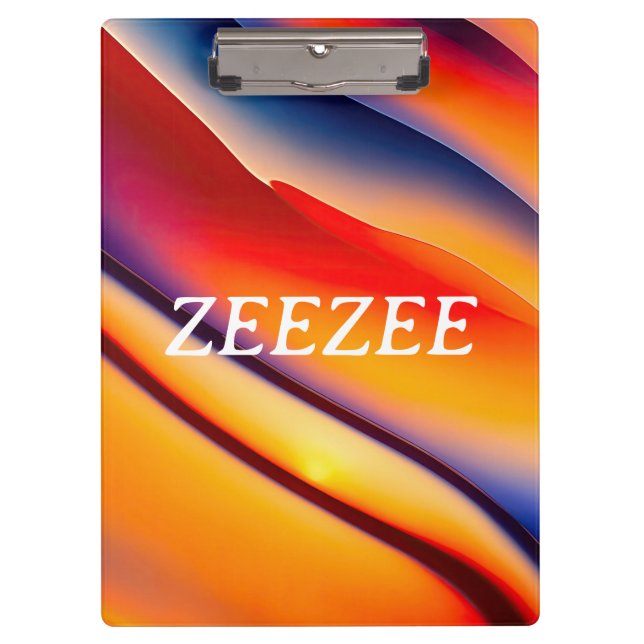 Pranchetas Abstrato vermelho, laranja e azul ondulado (Frente)