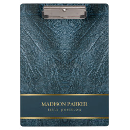 Pranchetas Acentos Dourados de Couro Azul