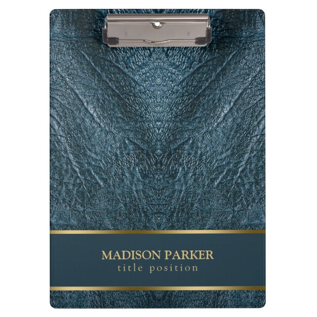 Pranchetas Acentos Dourados de Couro Azul (Frente)