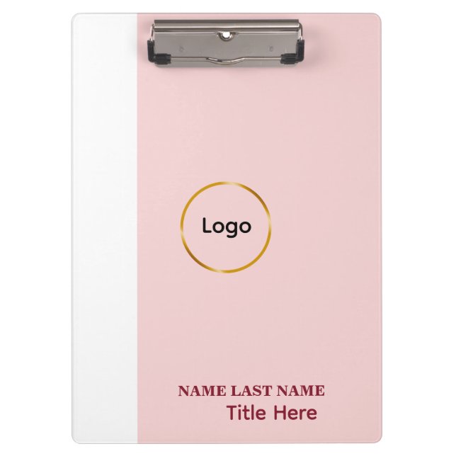 Pranchetas Adicionar logotipo Rosa Simples Desmaiado Nome Tít (Frente)