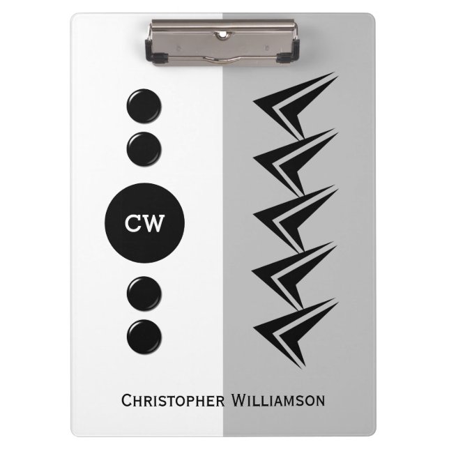 Pranchetas Adicionar nome de iniciais branco e cinza (Frente)