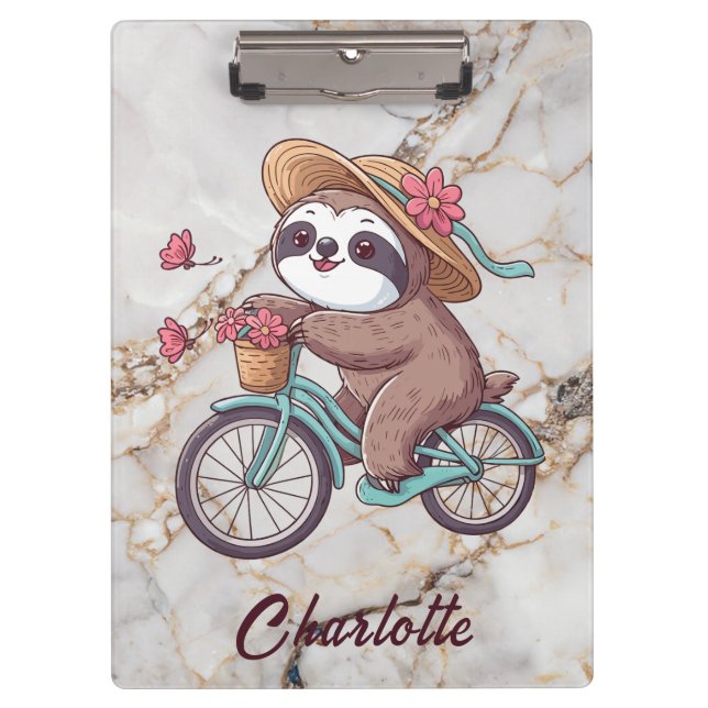 Pranchetas Adventure Sloth Em Um Nome Personalizado De Percur (Frente)