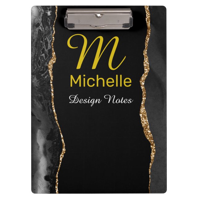 Pranchetas Agate Preto e Dourado (Frente)