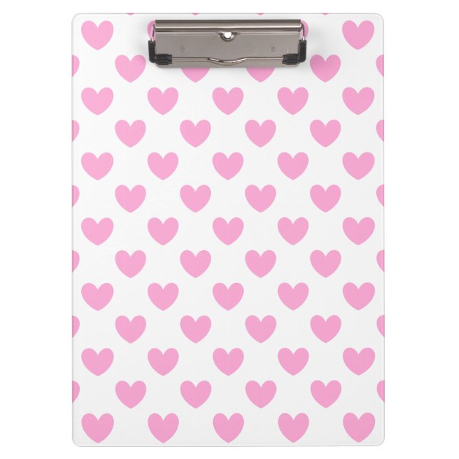 Pranchetas Algodão Candy Polka cor-de-rosa com corações branc (Frente)