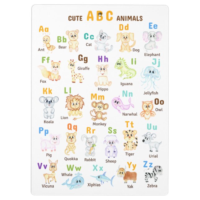 Pranchetas Alphabet Animal ABC Animais de estimação (Verso)