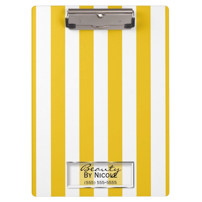 Pranchetas Amarelo Brilhante e Stripes Brancas Modernas Perso (Frente)