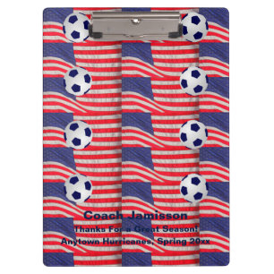 Pranchetas American Flags, Soccer Ball, Coach, Name