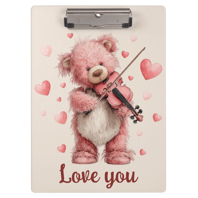 Pranchetas Amo Você Teddy com Violino (Frente)