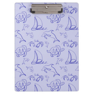 Pranchetas Animais marinhos e padrão de desenho de uma linha