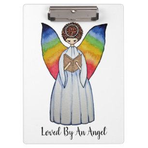 Pranchetas Anjo De Aquarela Com Asas Arco-Íris Lendo Um Livro