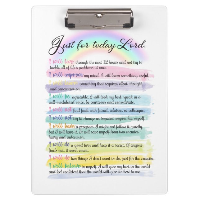 Pranchetas Apenas por hoje, Senhor (Frente)