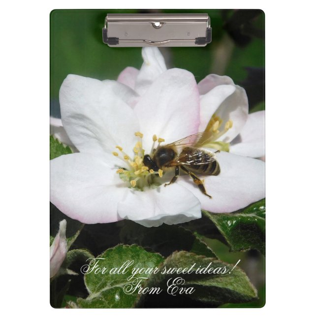 Pranchetas Apple Blossom & Bee Macro Photo | Custom Clipboard (Frente)