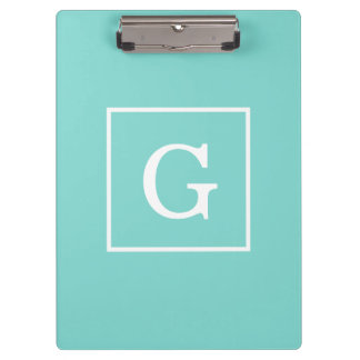 Pranchetas Aqua Turquoise White enquadrado em Monograma inici