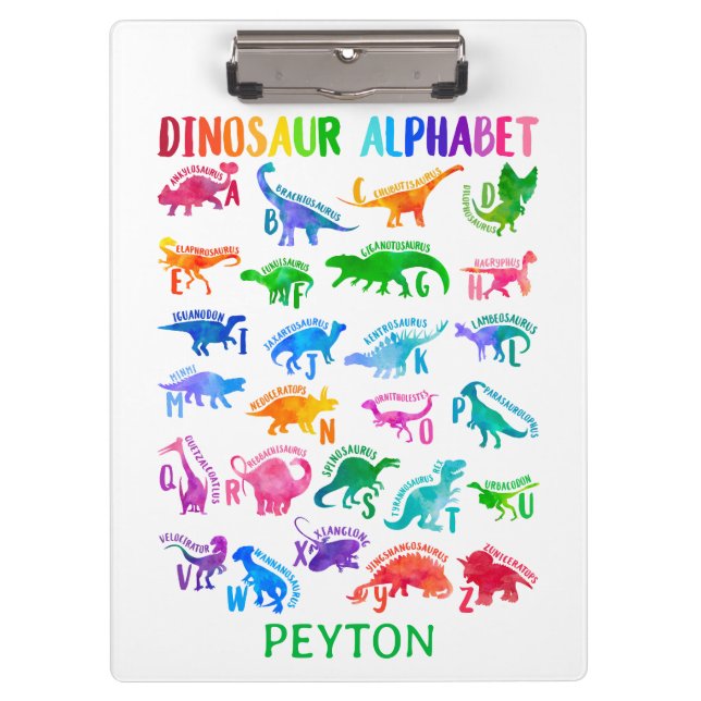 Pranchetas Aquarela Dinossauro Alfabeto Colorido Crianças Din (Frente)