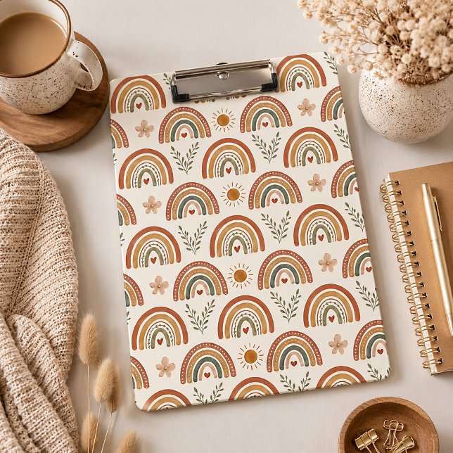 Pranchetas Arco-íris Boho Aquarela Quente (Watercolor Boho Rainbow Clipboard )
