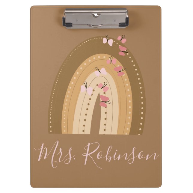 Pranchetas Arco-Íris Borboletas Script Nome dos Professores (Frente)