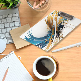 Pranchetas Área de transferência abstrato azul e Dourada - De