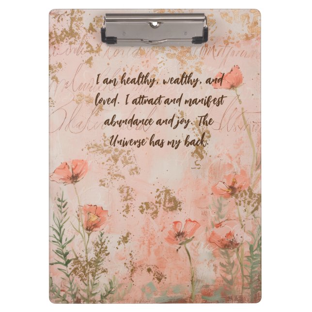 Pranchetas Área de Transferência de Design Floral Dourada Cor (Frente)