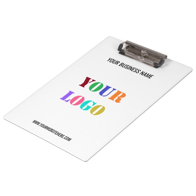 Pranchetas Área de Transferência de Logotipo e Texto da Empre (Inclinado)