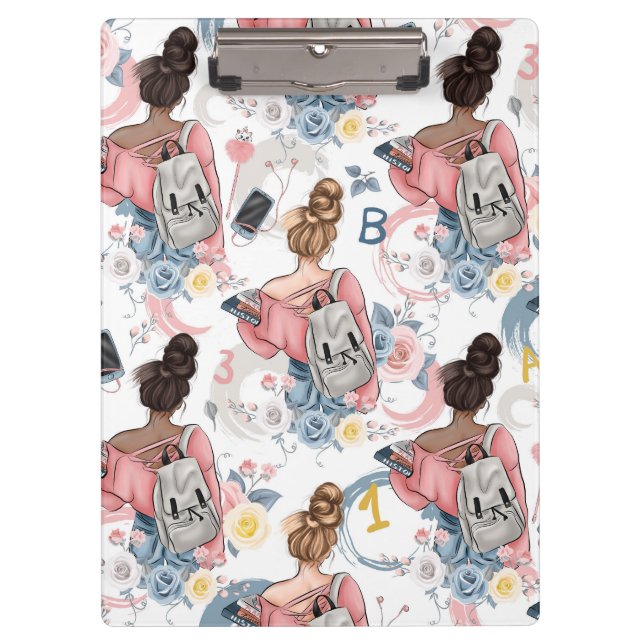 Pranchetas Área de Transferência de Meninas de Volta à Escola (Frente)