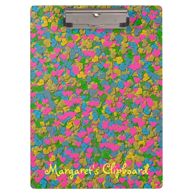 Pranchetas Área de Transferência do Office Confetti Hearts (Frente)