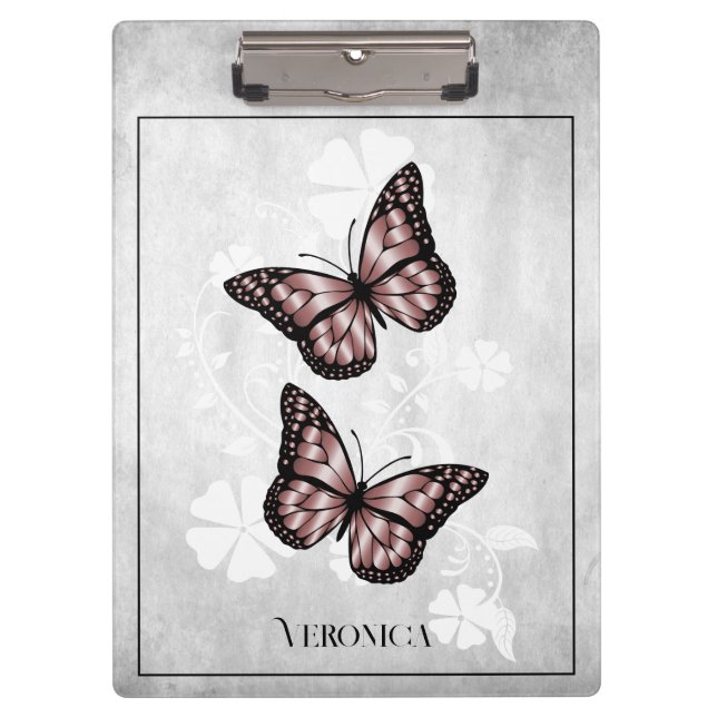 Pranchetas Área de Transferência Floral da Borboleta Rosa (Frente)