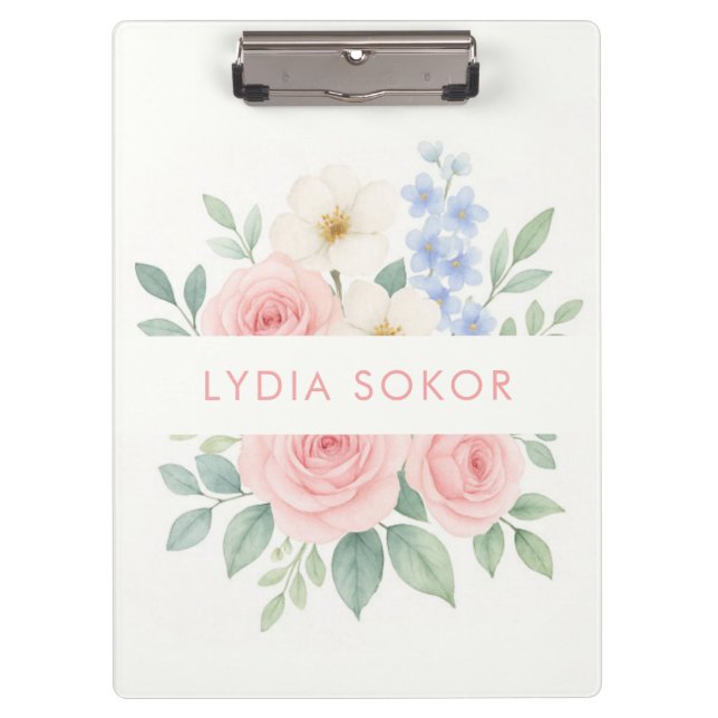 Pranchetas Área de Transferência Floral Personalizada com Nom (Frente)