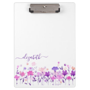 Pranchetas Área de transferência floral roxa de água