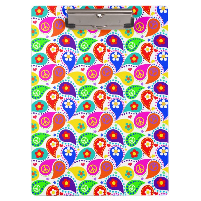 Pranchetas Área de Transferência Hippie Paisley Peace Sign an (Frente)