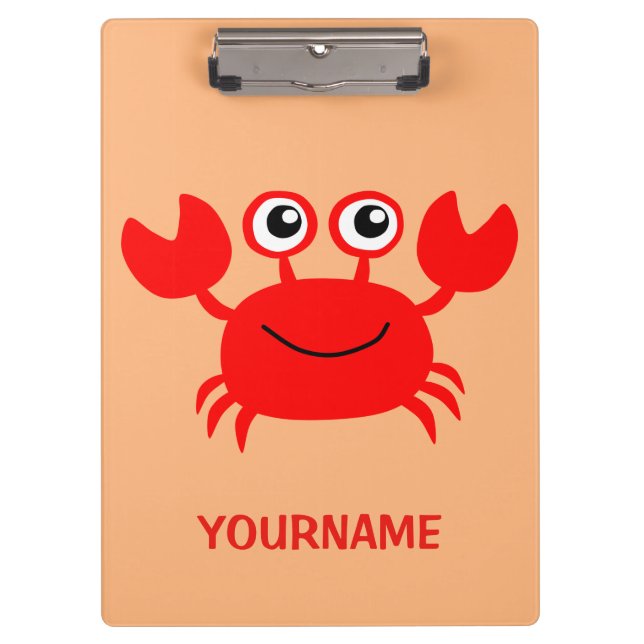 Pranchetas Área de transferência personalizada do Happy Crab (Frente)