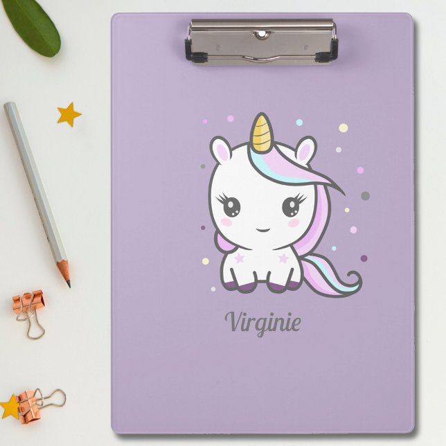 Pranchetas Área de Transferência Roxa do Unicorn Cujo (Cute Unicorn Purple Clipboard)