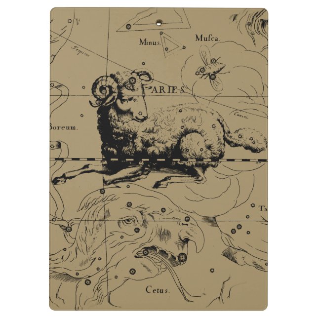 Pranchetas Aries Constelle Map Hevelius cerca de 1690 (Verso)