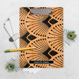 Pranchetas Art Deco Orange Peacock Padrão Gatsby Estilo