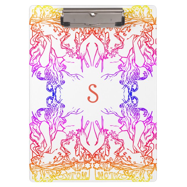 Pranchetas Art nouveau Alphonse Mucha salão colorido girino (Frente)