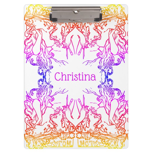 Pranchetas Art nouveau Alphonse Mucha salon colorido (Frente)