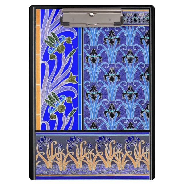 Pranchetas Art nouveau iris elegante azul floral verneui pret (Frente)
