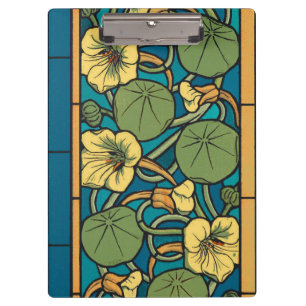 Pranchetas Art Nouveau Nasturtium Azul Ouro floral Verneuil